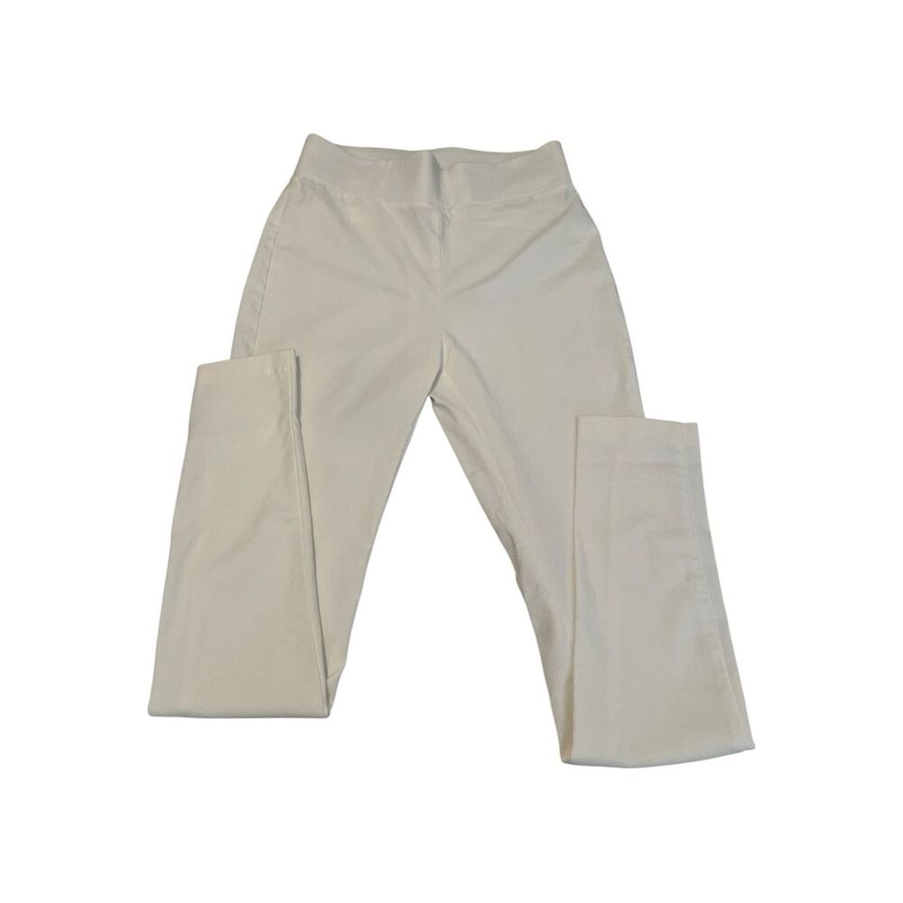 Passport size small white stretchy straight leg elastic waist pant EUC